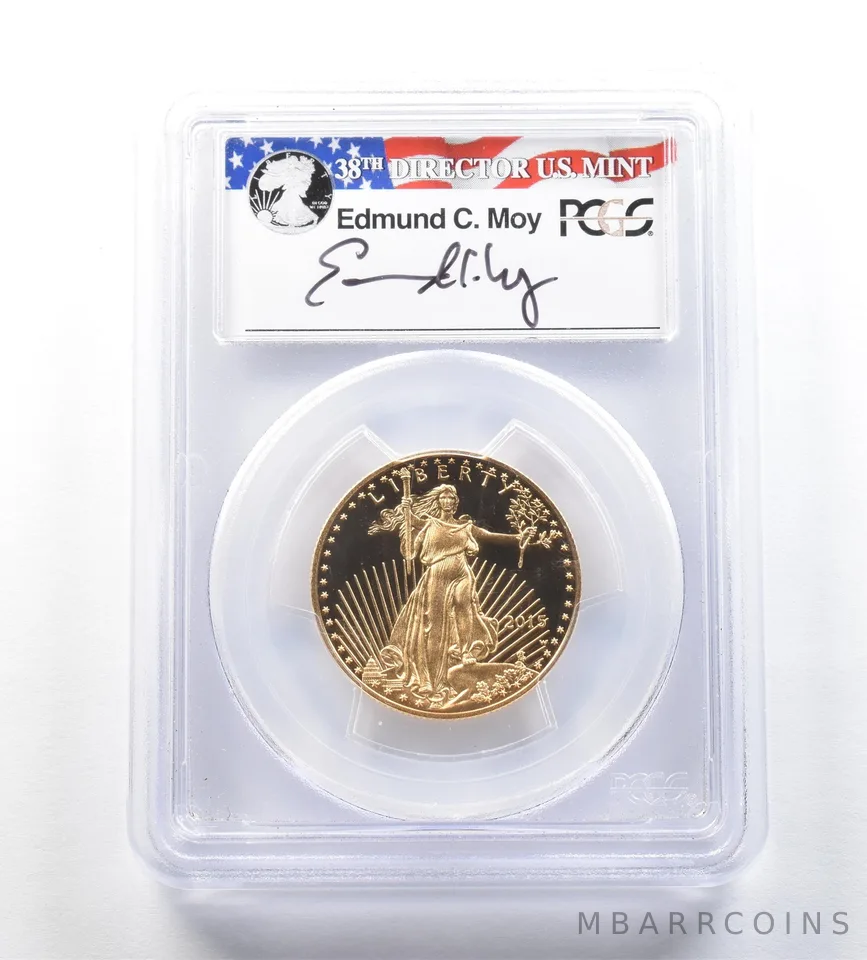 2015-W $25 American Gold Eagle Moy FDOI Washington DC 1/2 Oz PR70 PCGS *0586