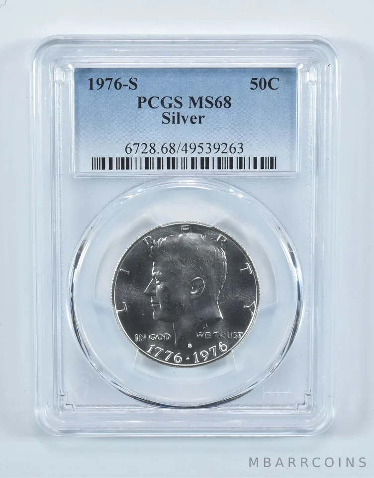 1976-S Kennedy Half Dollar Silver MS68 PCGS Blue Label