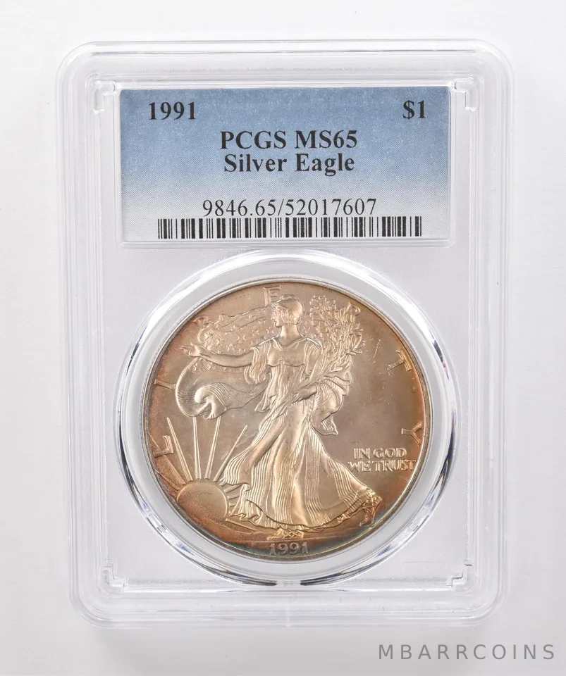 1991 American Silver Eagle MS65 PCGS Beautiful Tone *1983