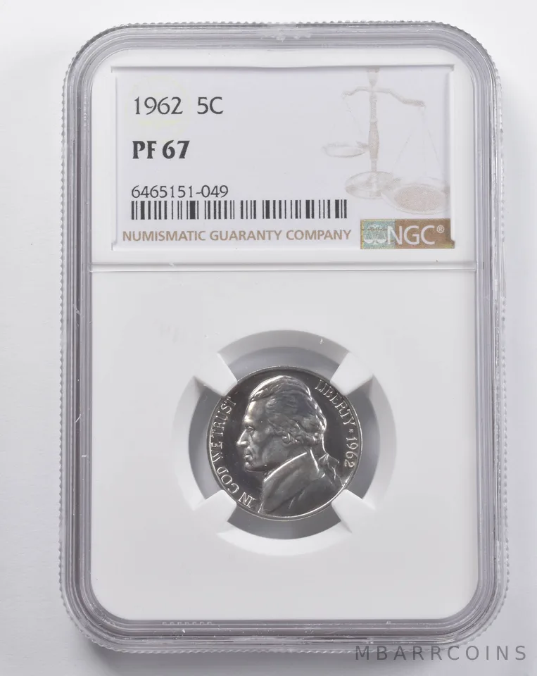 PF67 1962 Jefferson Nickel NGC a5782