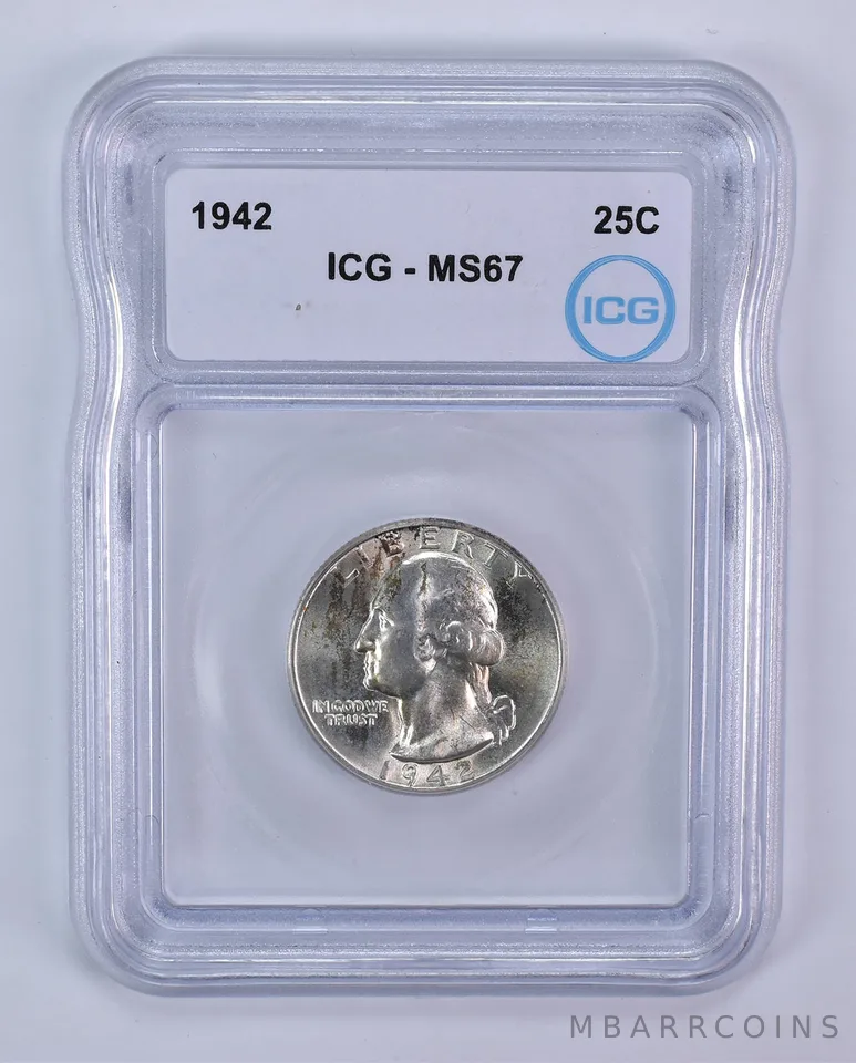 1942 Washington Quarter MS67 ICG