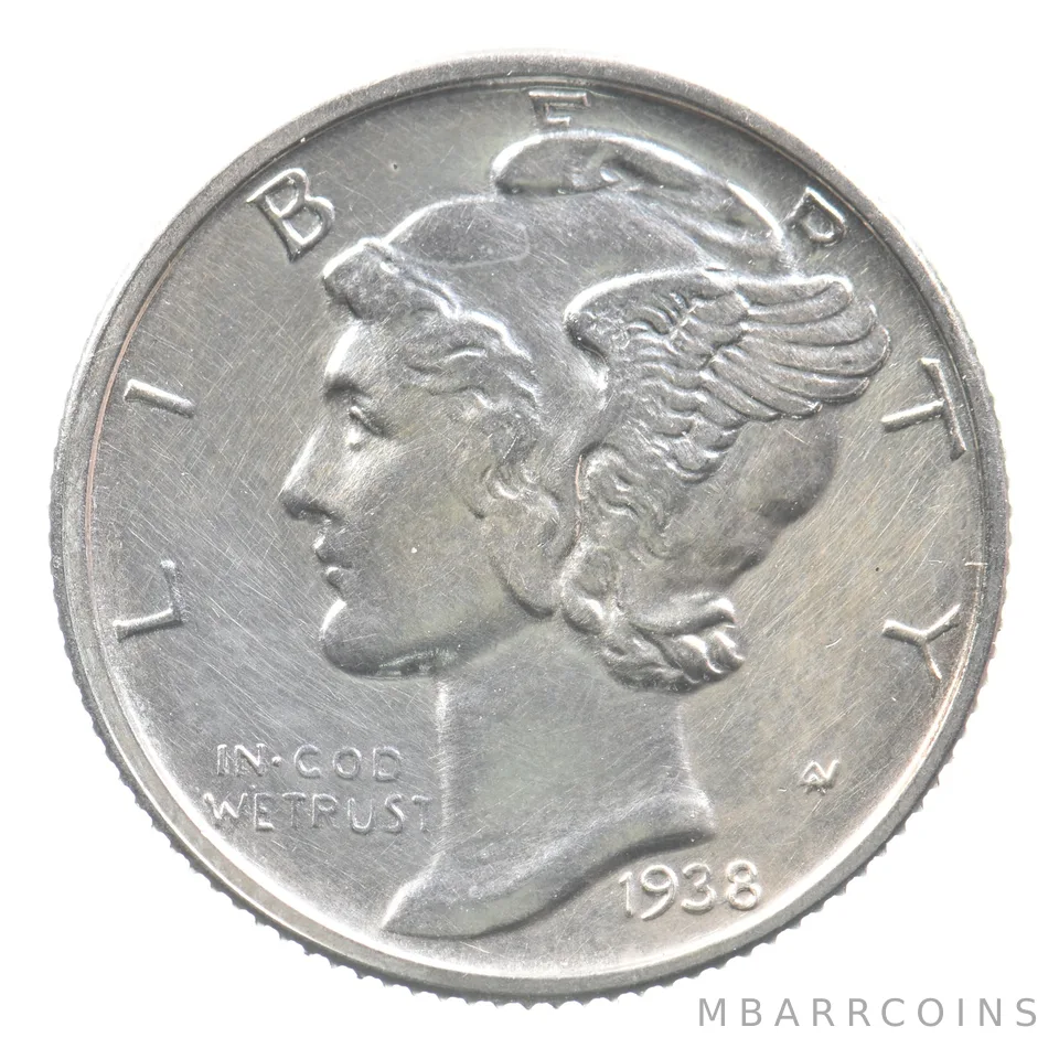 1938 Mercury Dime *9047