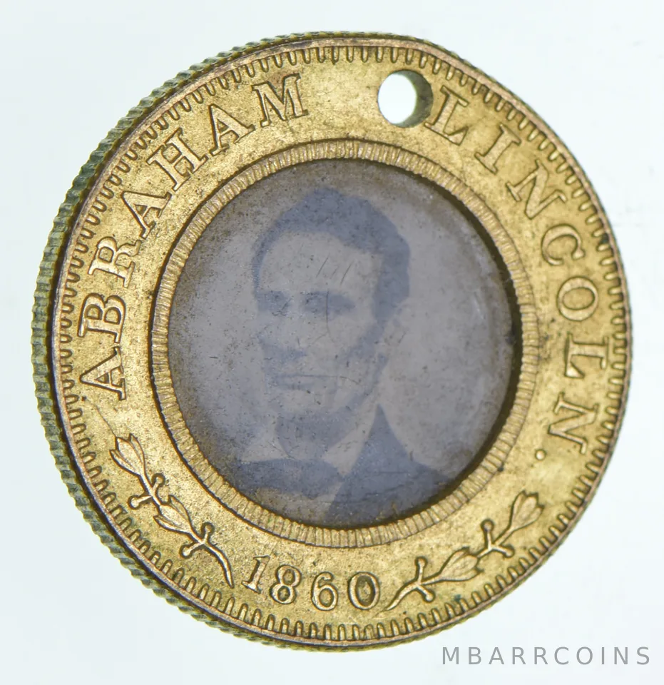 1860 Abraham Lincoln Hamlin Ferrotype Medal a5109