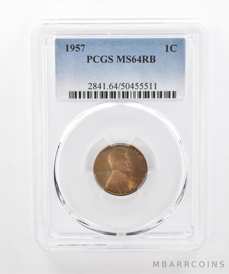 1957 Lincoln Wheat Cent MS64 RB PCGS Beautiful Tone *3014