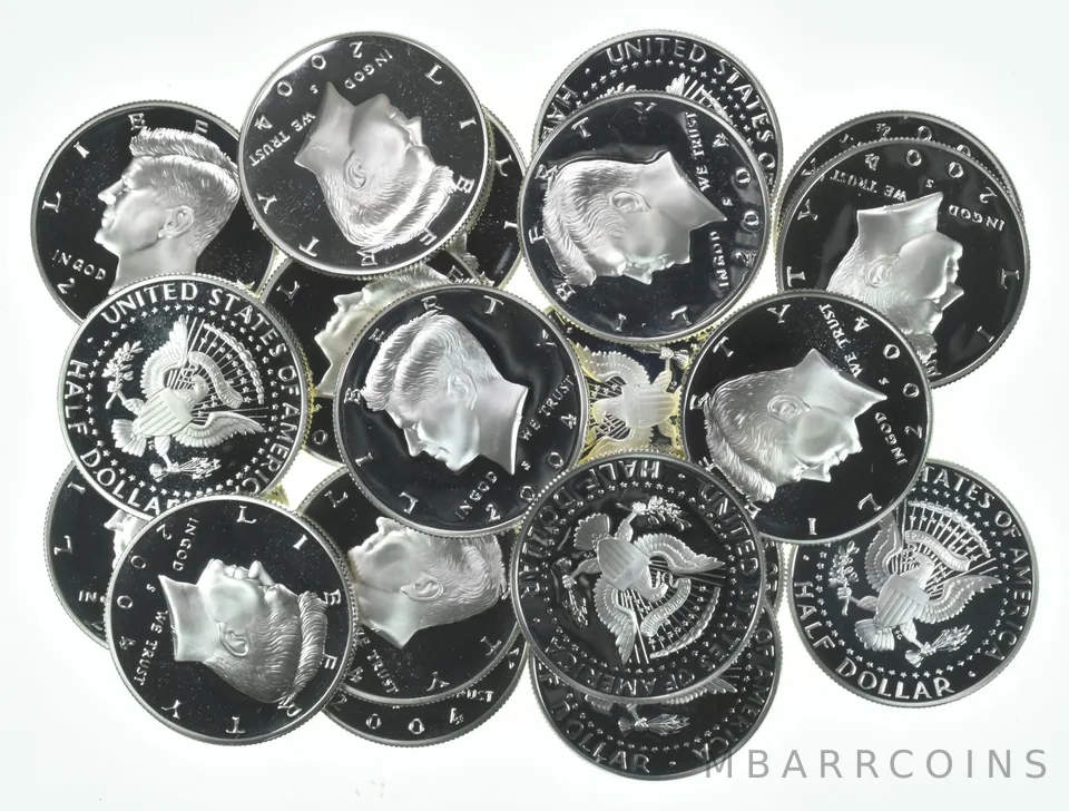 Lot (20) 2004-S Kennedy Half Dollar Proof 90% Silver $10 Face Value