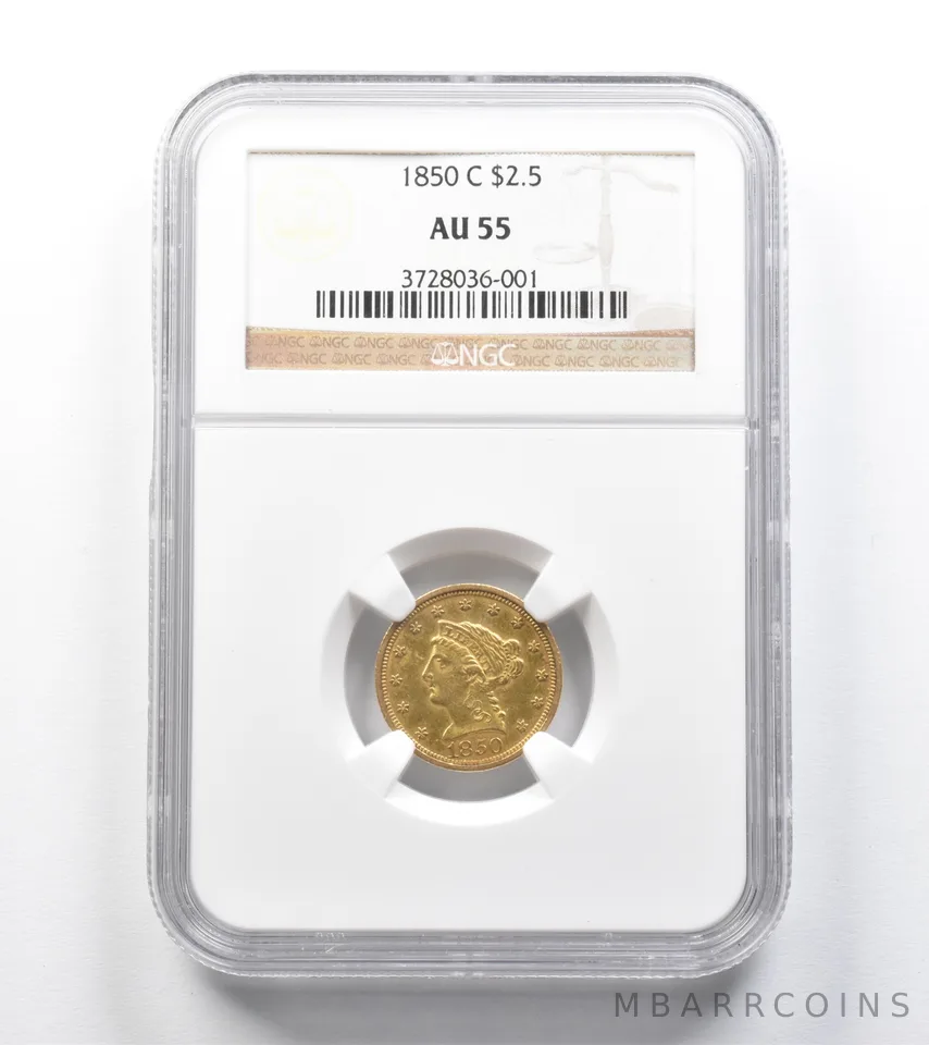1850-C $2.50 Liberty Head Gold Quarter Eagle AU55 NGC a0089