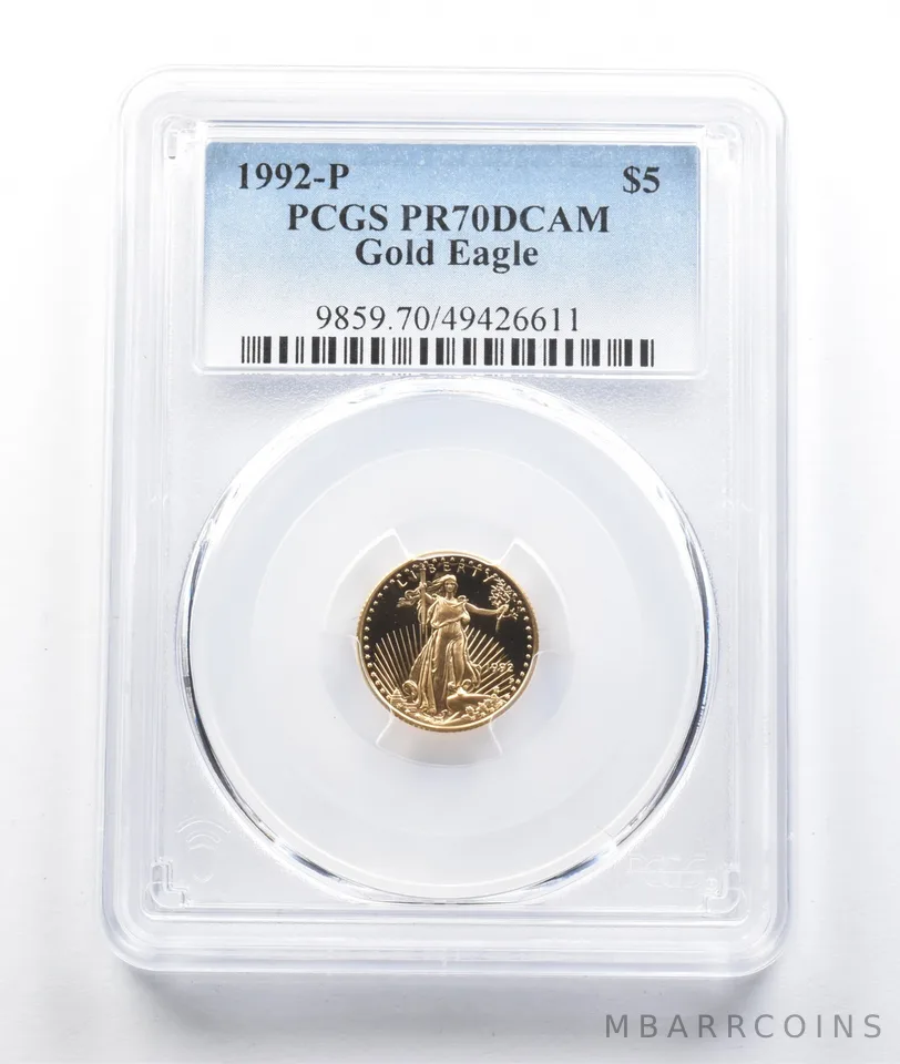 1992-P $5 American Gold Eagle 1/10 Oz Gold PR70 DCAM PCGS