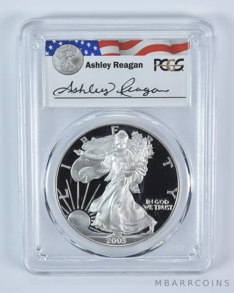 2003-W American Silver Eagle Ashley Reagan Signed PR69 DCAM PCGS