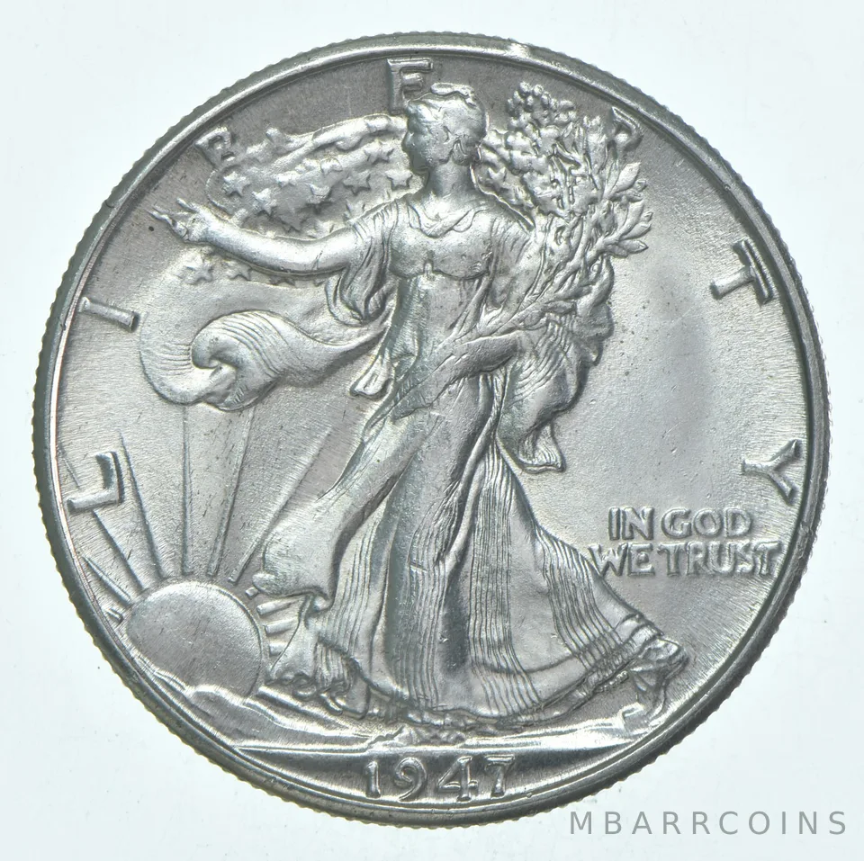 BU 1947-D Walking Liberty Half Dollar Uncirculated 90% Silver