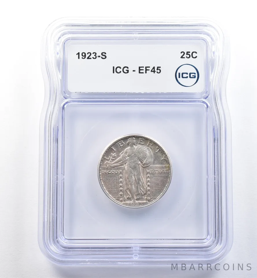 1923-S Standing Liberty Quarter EF45 ICG a8184