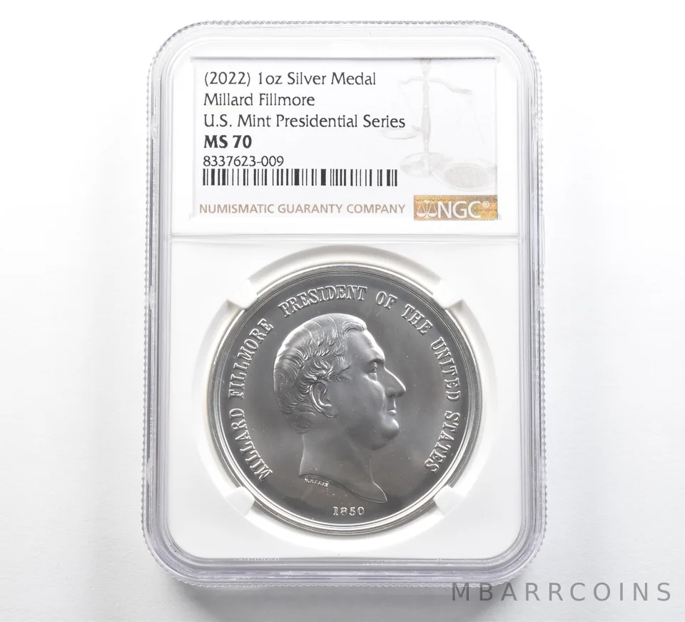 (2022) 1 Oz Silver Medal Millard Fillmore US Mint Presidential Series MS70 NGC