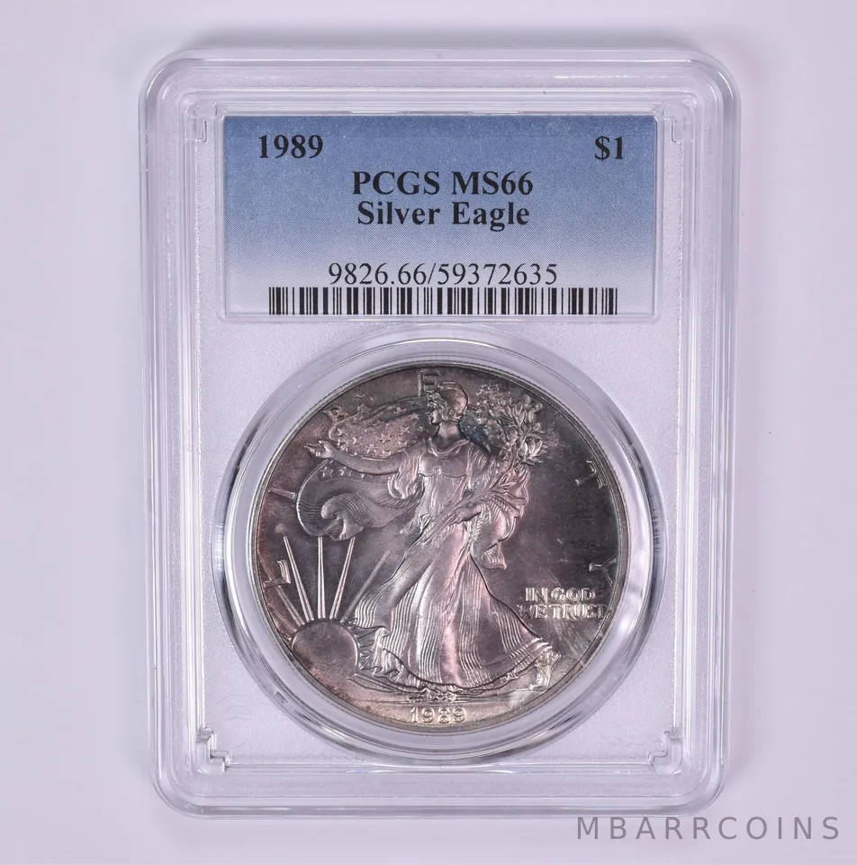 1989 American Silver Eagle MS66 PCGS Beautiful Tone *1483