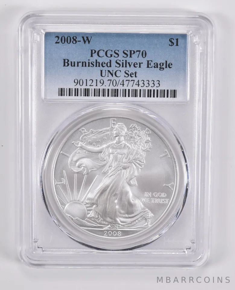 2008-W Burnished Silver Eagle Annual Set SP70 PCGS Blue Label