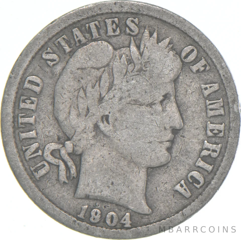 1904-P Barber Dime 90% Silver Average Circ