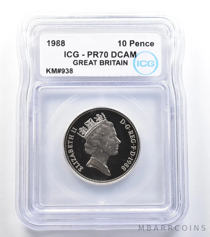 1988 Great Britain 10 Pence KM#938 PR70 DCAM ICG a7877