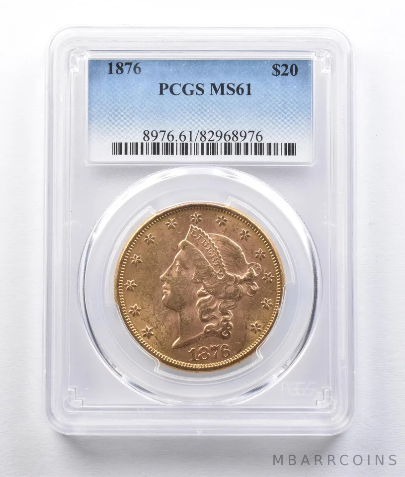1876 $20 Liberty Head Gold Double Eagle MS61 PCGS *2975