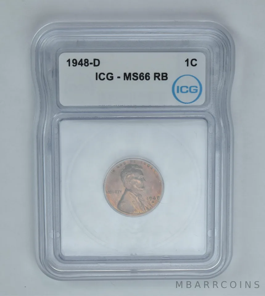 1948-D Lincoln Wheat Cent MS66 RB ICG Beautiful Tone a0994