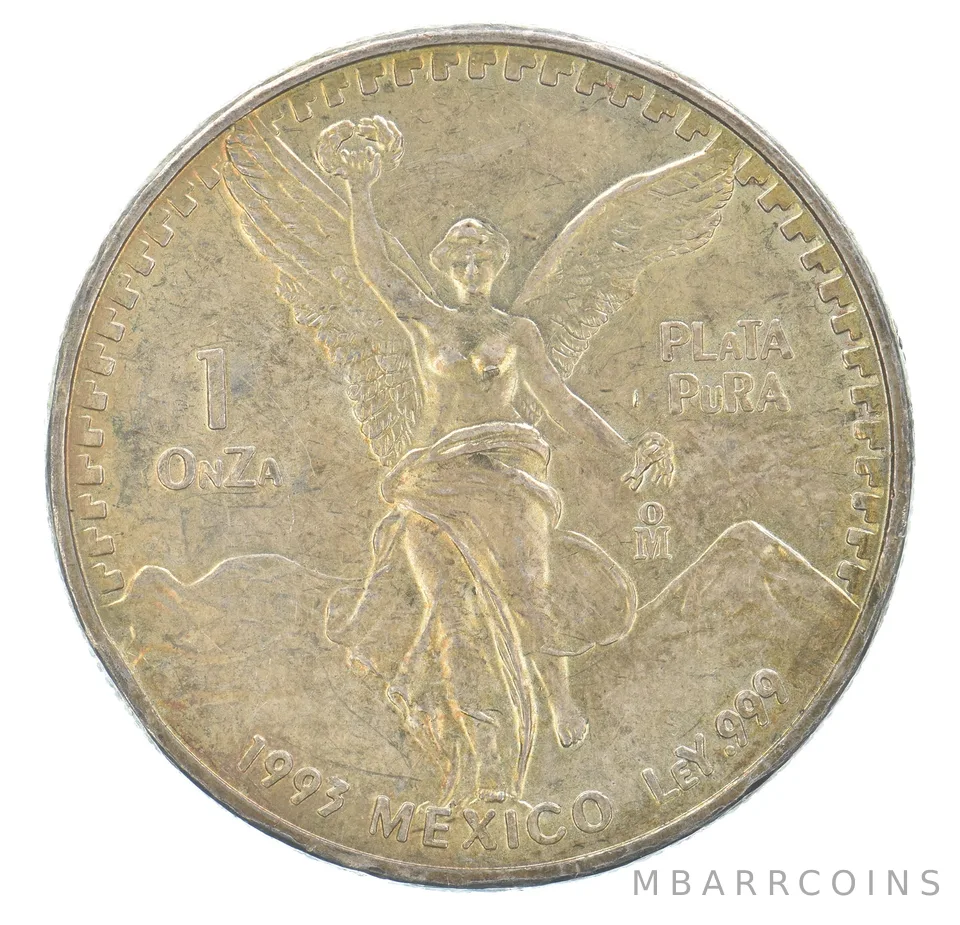 1993 Mo Mexico 1 Onza Silver Libertad Beautiful Tone *9754