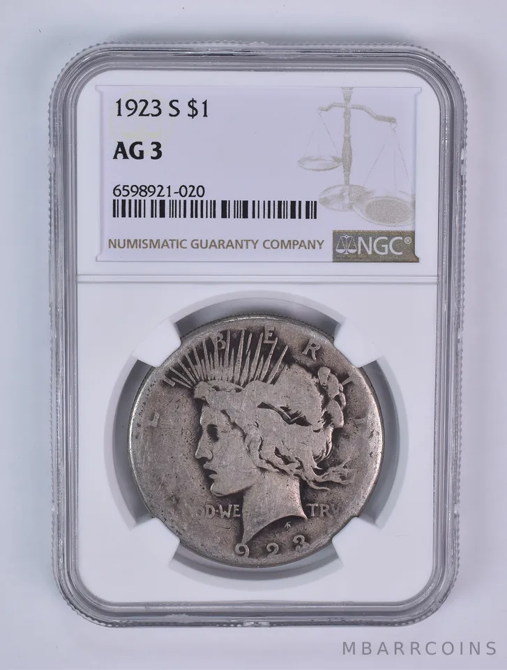 1923-S Peace Silver Dollar AG3 NGC Lowball