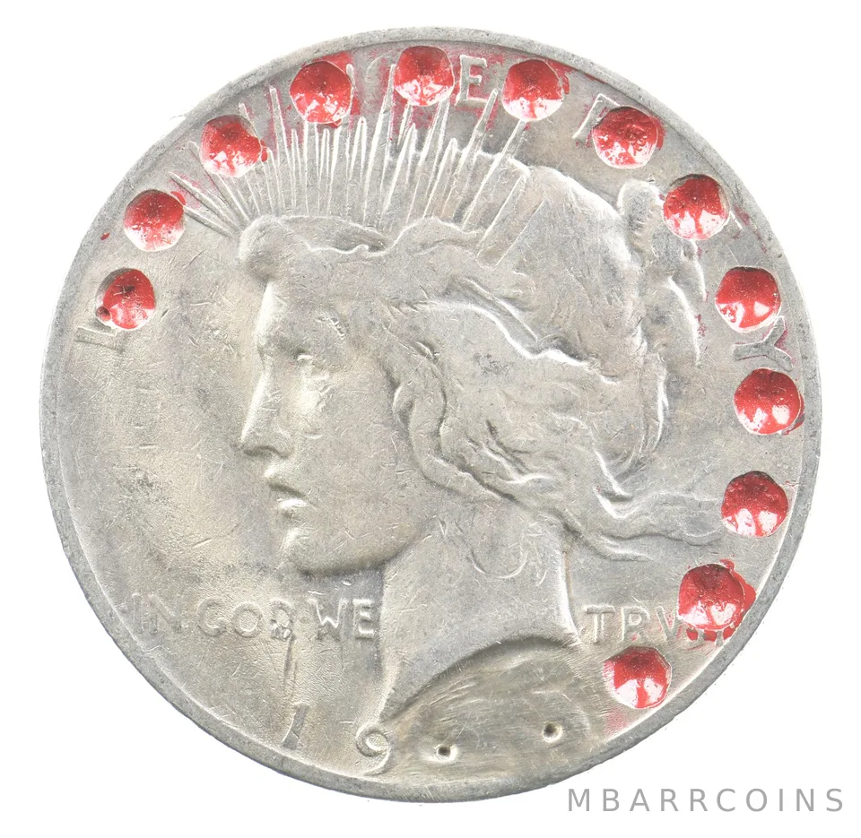 1922-1935-S Peace Silver Dollar Red Dot Hobo Art *1920