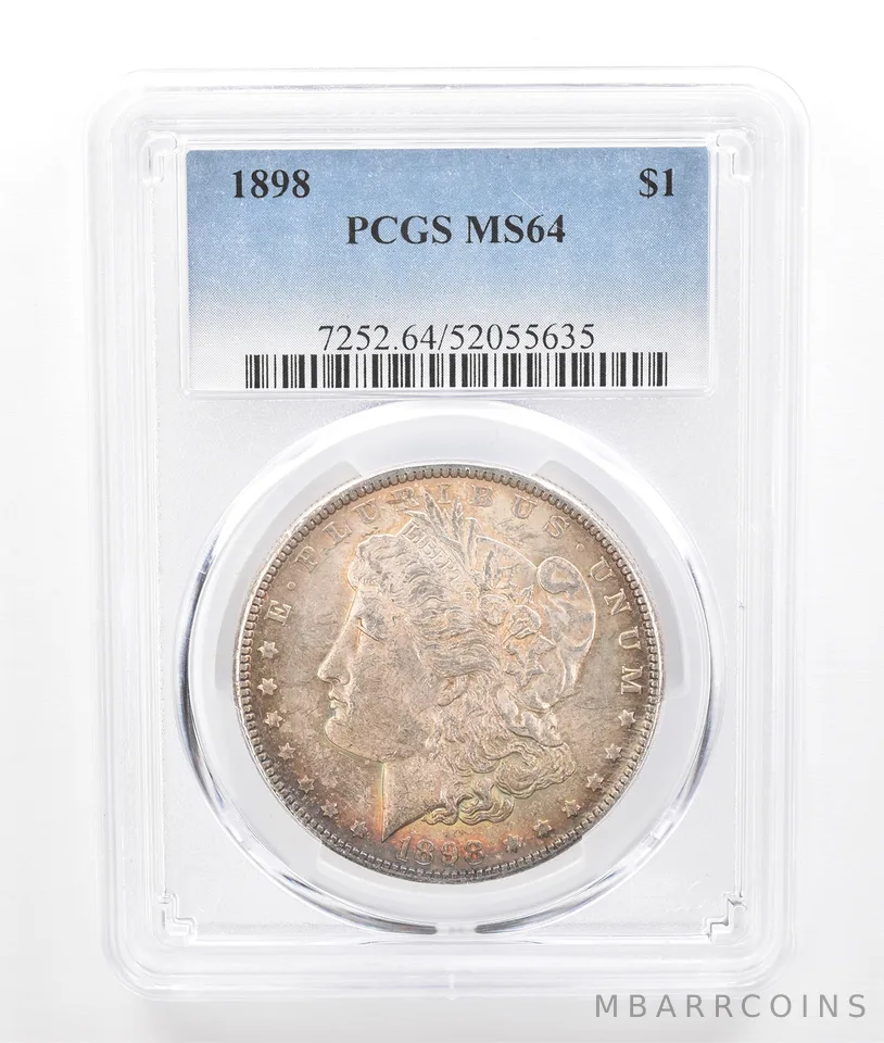 1898 Morgan Silver Dollar MS64 PCGS Beautiful Tone *7234
