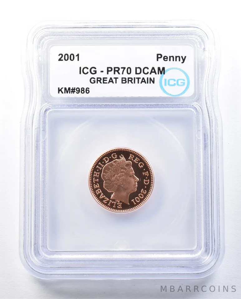 2001 Great Britain Penny KM#986 PR70 DCAM ICG *8998