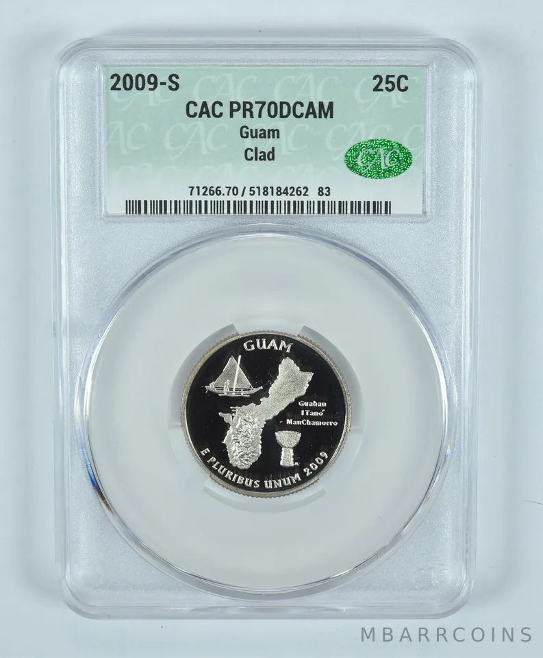 2009-S Washington State Quarter Guam CLAD PR70 DCAM CAC CACg