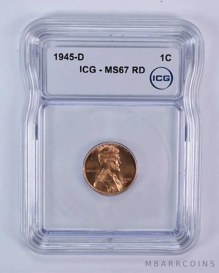 1945-D Lincoln Wheat Cent MS67 RD ICG
