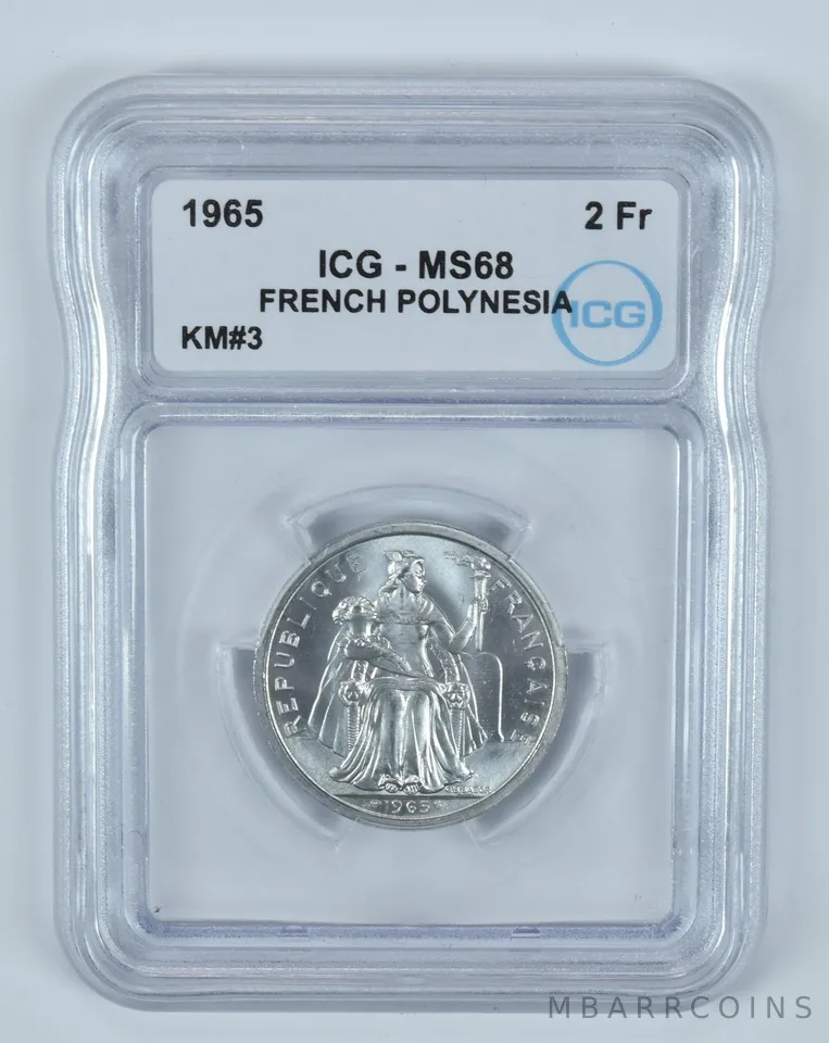 1965 French Polynesia 2 Francs KM#3 MS68 ICG a9456
