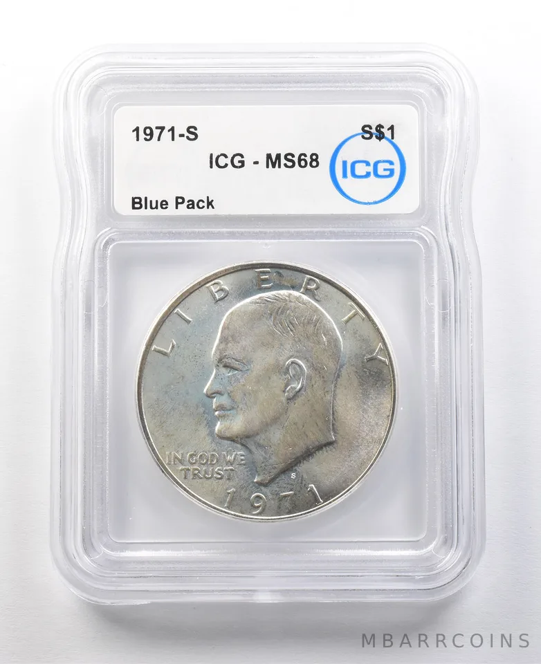 1971-S Eisenhower Dollar Blue Pack MS68 ICG SILVER 40% *8801