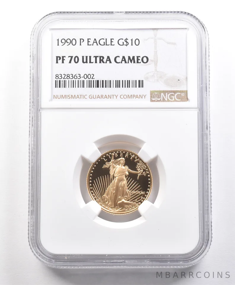 1990-P $10 American Gold Eagle 1/4 Oz Gold PF70 UCAM NGC