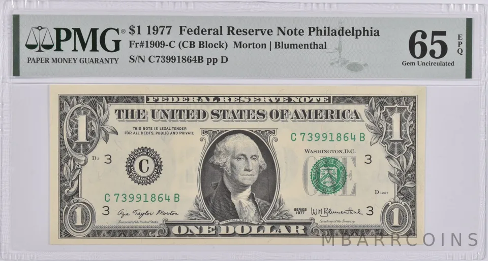 $1 1977 FRN Philadelphia, PA Fr#1909-C PMG Gem Unc 65 EPQ