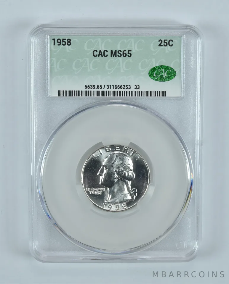 1958 Washington Quarter MS65 CAC CACg