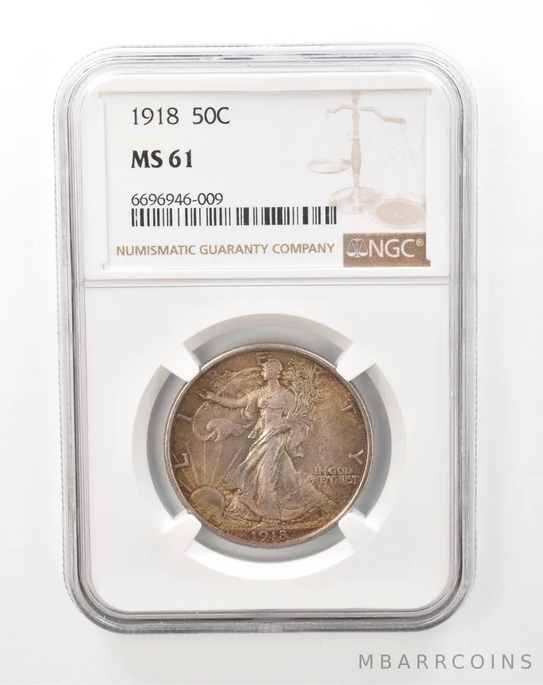 1918 Walking Liberty Half Dollar MS61 NGC Beautifully Toned *2190