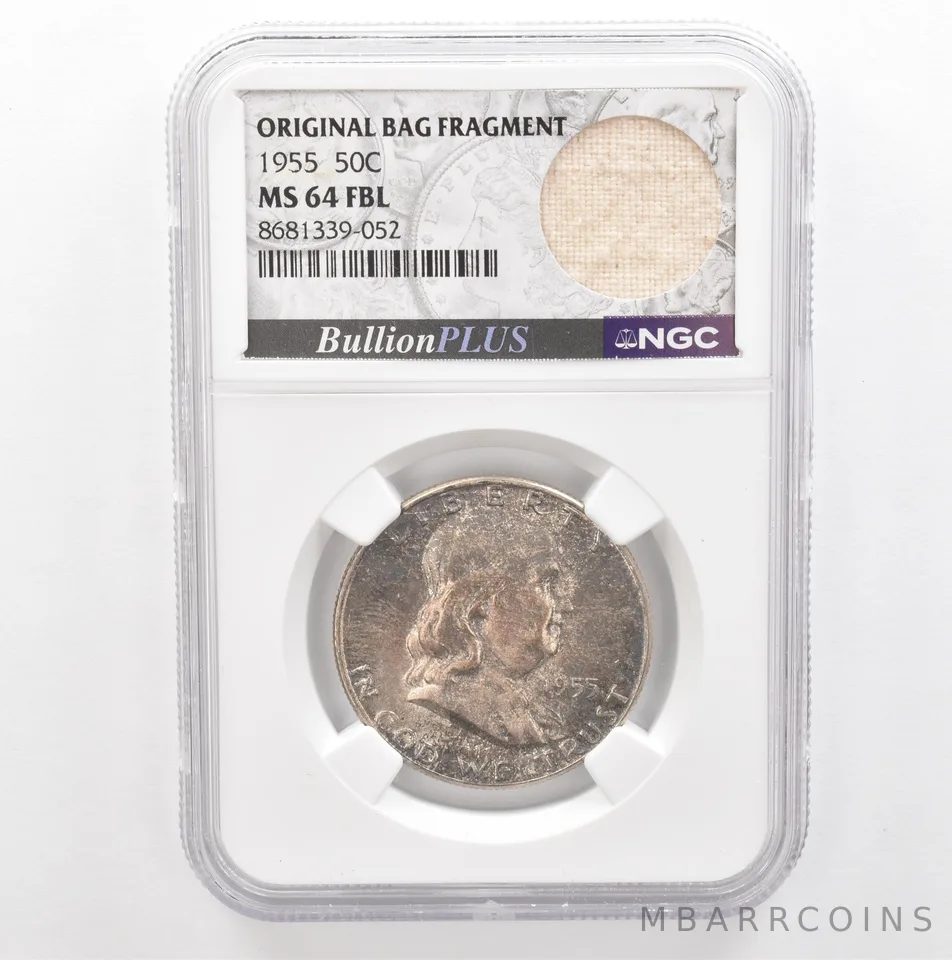 1955 Franklin Half Dollar Original Bag Fragment MS64 FBL NGC Nice Tone *5389