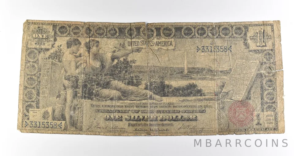 1896 B $1 Silver Certificate Red Seal Large Note Fr#224 *4593