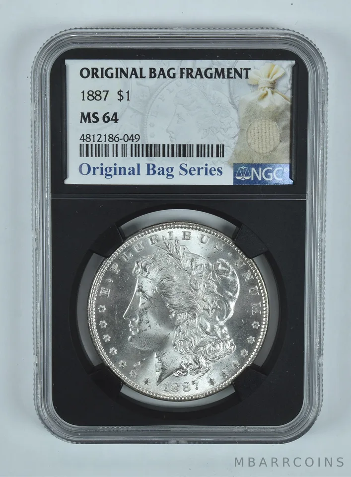 1887 Morgan Silver Dollar Original Bag Fragment MS64 NGC