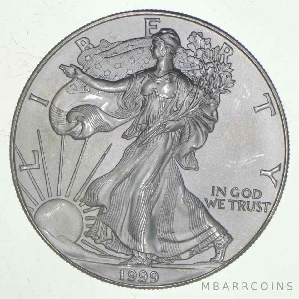 1999 Unc American Silver Eagle 1 Troy Oz .999 Fine Silver
