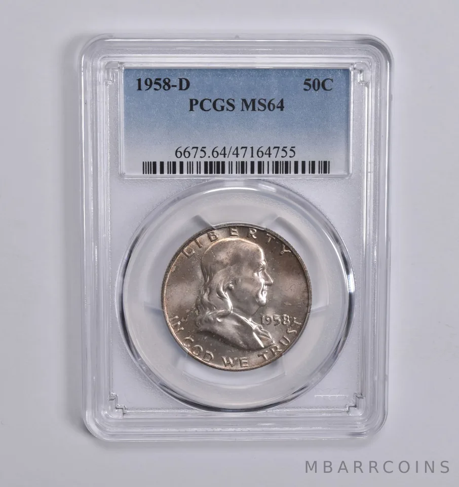 1958-D Franklin Half Dollar MS64 PCGS Blue Label