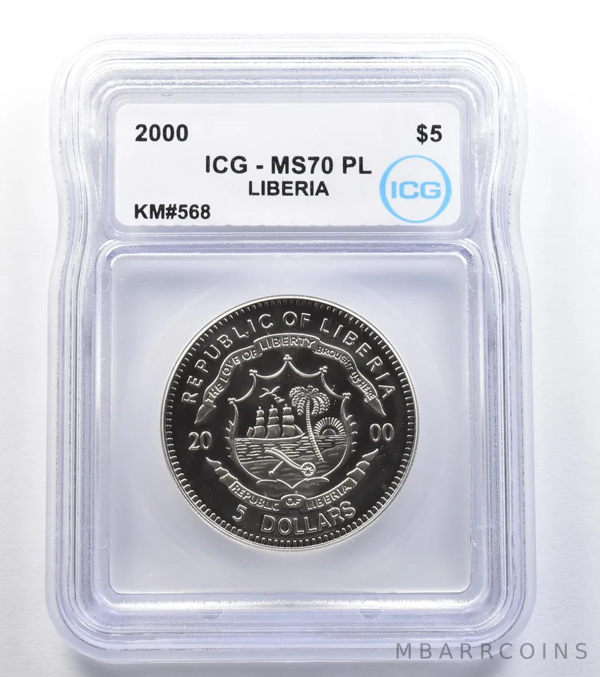 2000 Liberia 5 Dollars KM#568 MS70 PL ICG *7966
