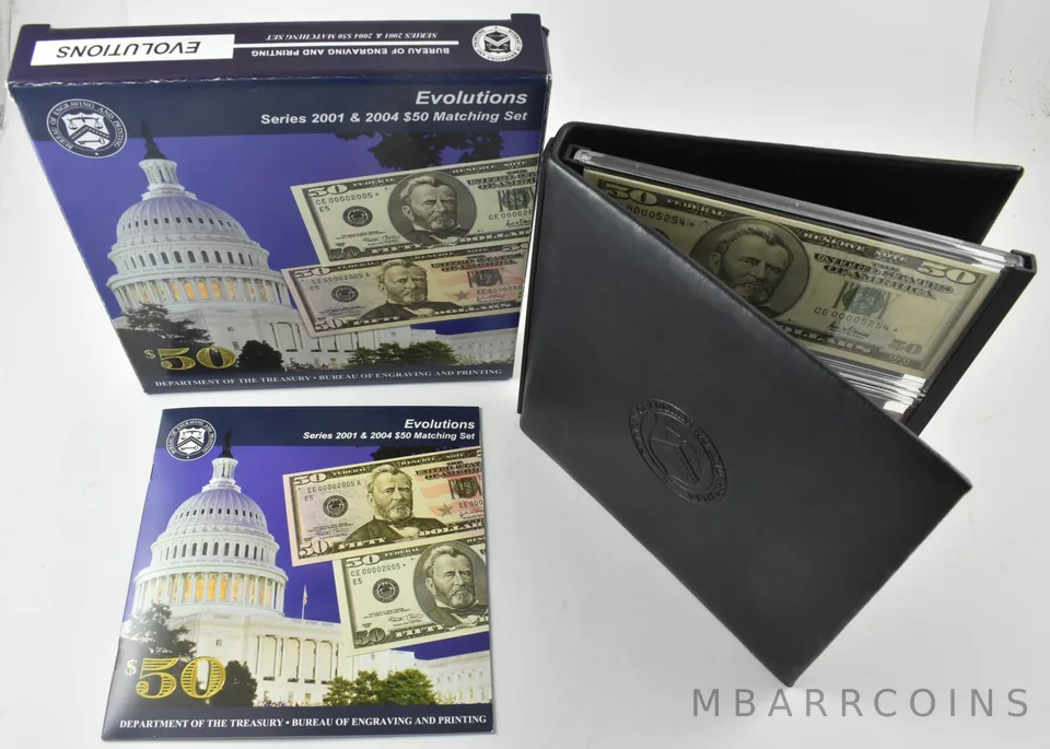 2001/2004 $50 FRN Matching Set Bureau Of Engraving W/ OGP a7916