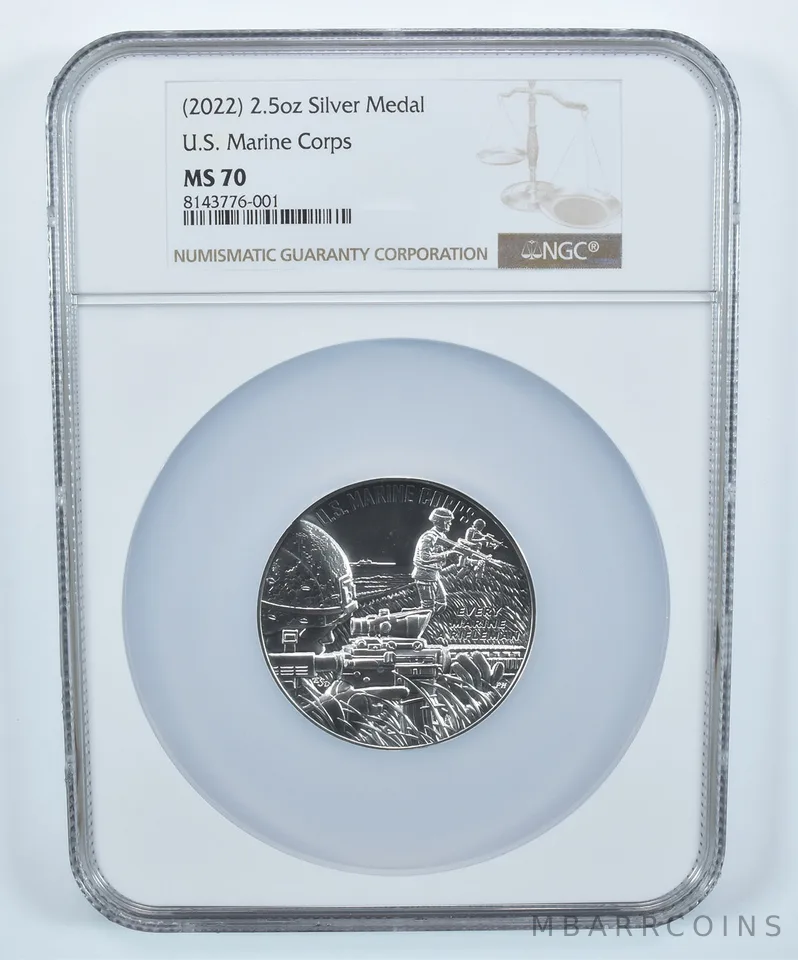 (2022) 2.5 Oz Silver Medal US Marine Corp MS70 NGC Brown Label