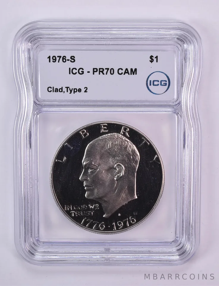 1976-S Eisenhower $1 Clad Type 2 PR70 CAM ICG