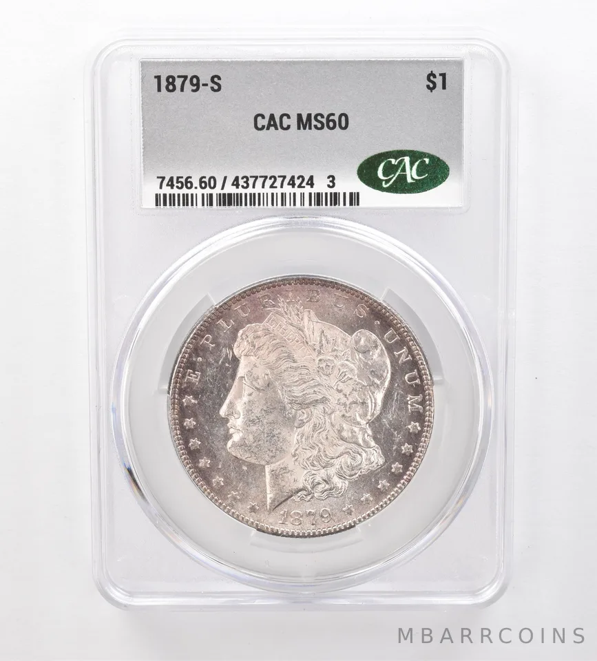 1879-S Morgan Silver Dollar MS60 CAC CACg Beautiful Tone *2520