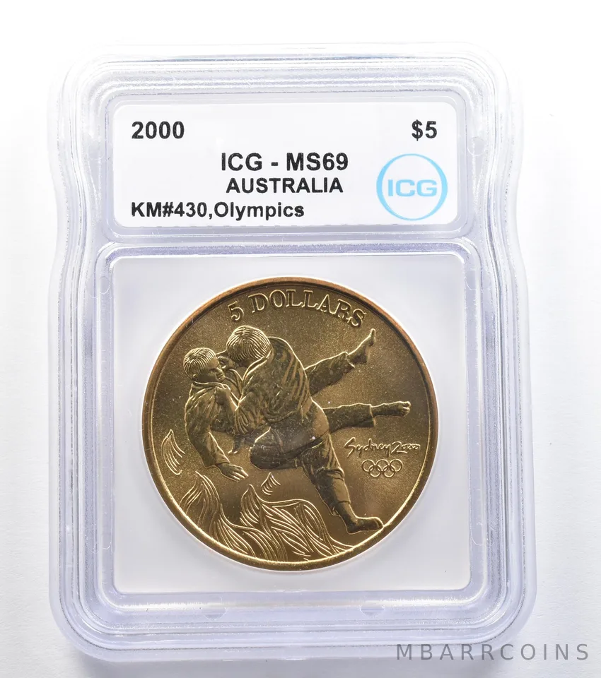 2000 Australia 5 Dollar Sydney Olympics Judo KM#430 MS69 ICG a7910