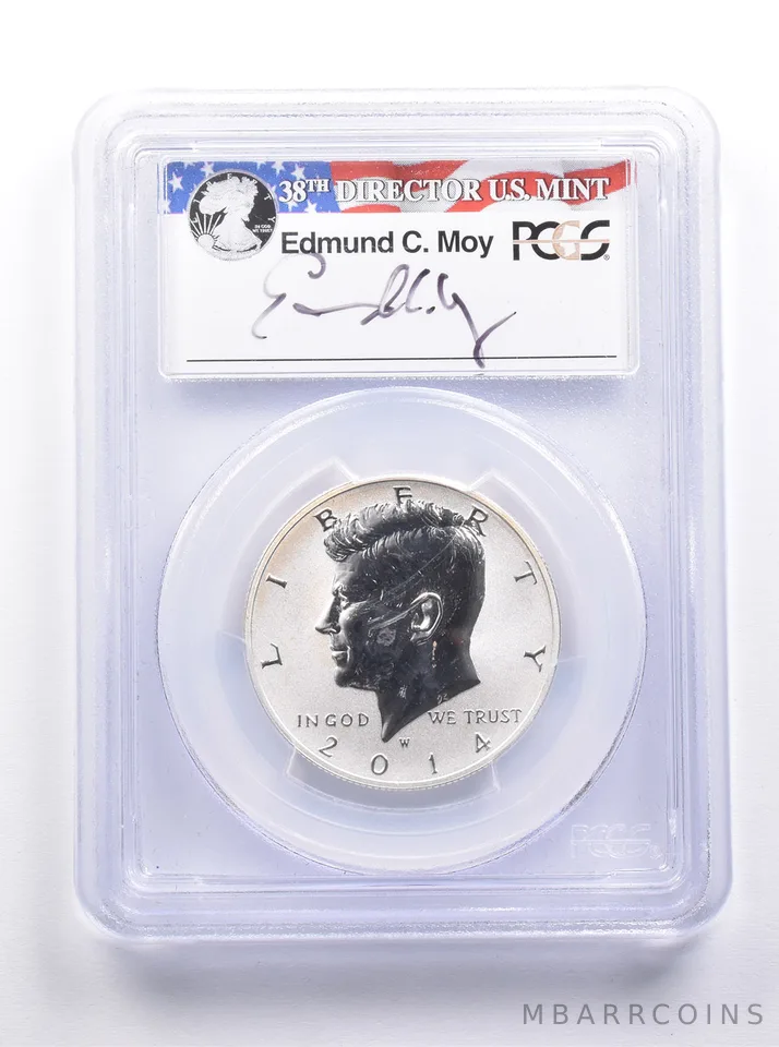 PR70 Reverse PF 2014-W Kennedy Half Dollar 50th Anniv Set Moy Sign FS PCGS a7534