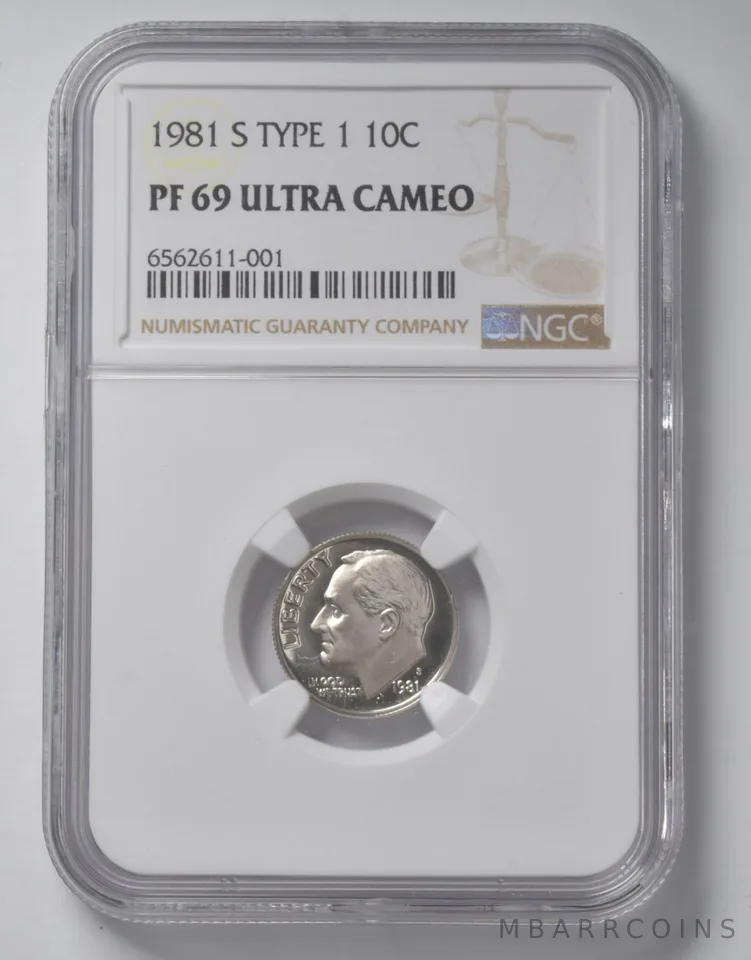 1981-S Type 1 Roosevelt Dime PF69 UCam NGC Brown Lbl