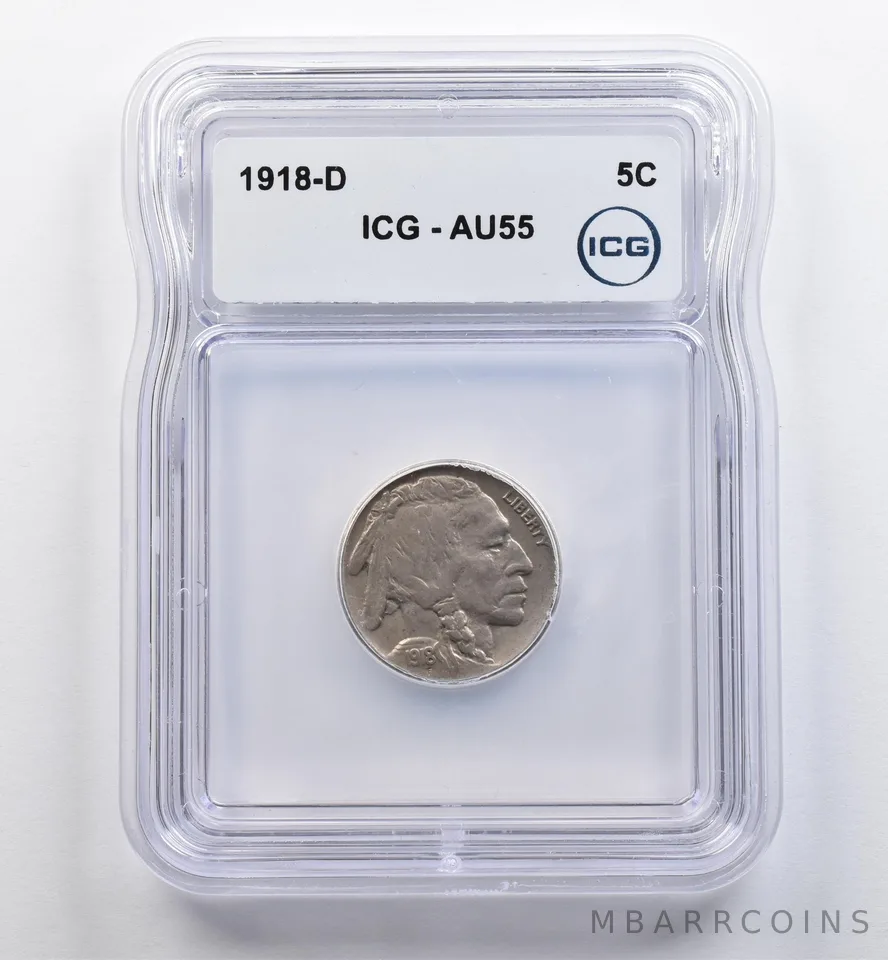 1918-D Indian Head Buffalo Nickel AU55 ICG *9033