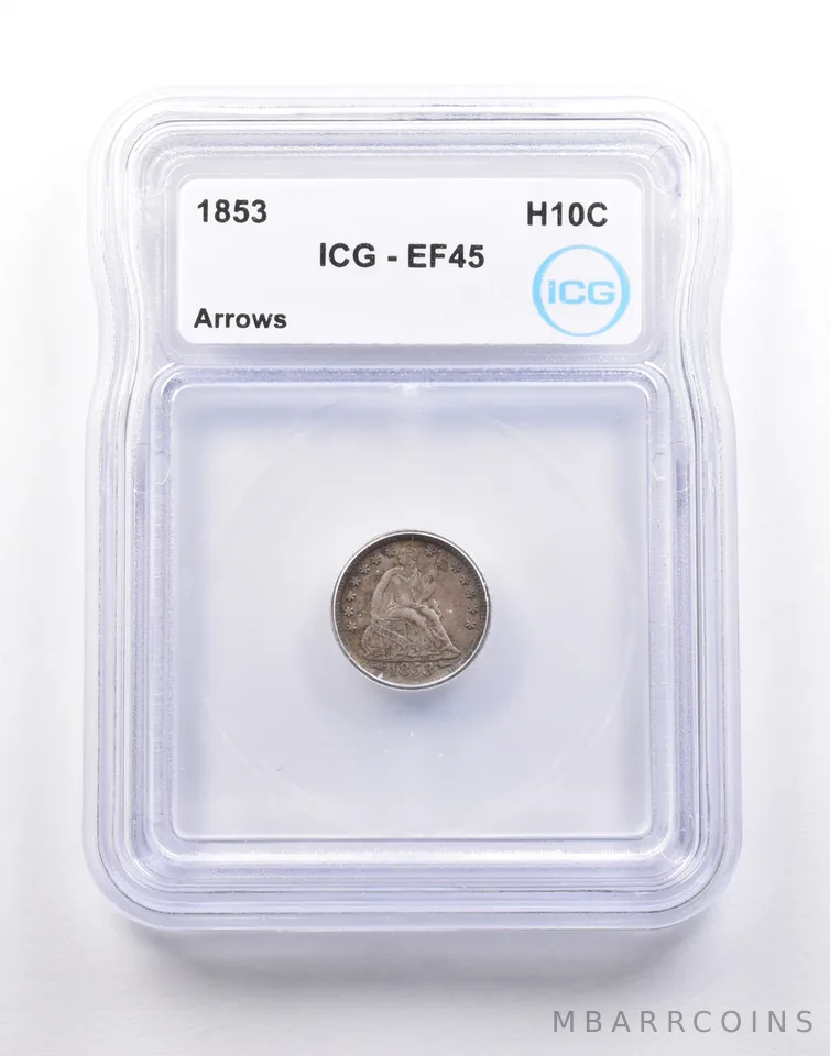 1853 Seated Liberty Half Dime Arrows EF45 ICG *5220