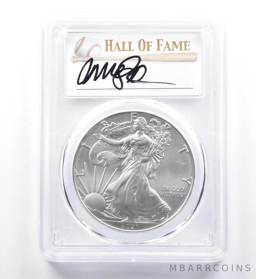 2021 American Silver Eagle Type 1 Ryne Sandberg FDOI MS70 PCGS a1163